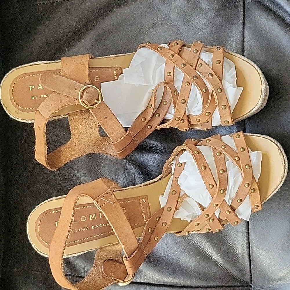 Palomitas barcelo women wedge sandals size 42, made in Spain,  stained  size 10